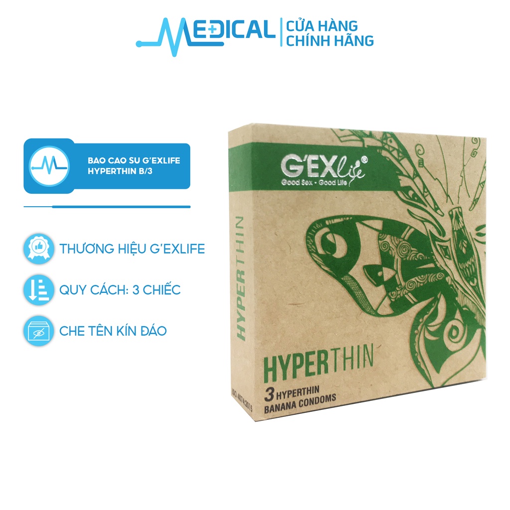 Bao cao su G'EXlife hyperthin B/3 hương chuối (Hộp 3 chiếc) - MEDICAL