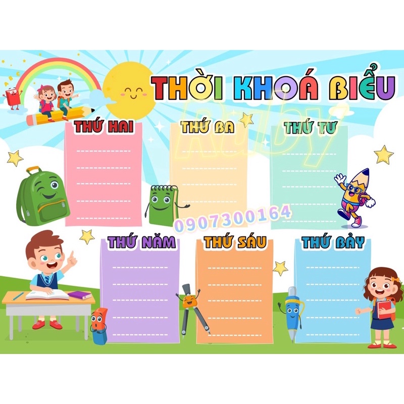 Hình Thời khoá biểu + ống - Đồ dùng dạy học Ruby