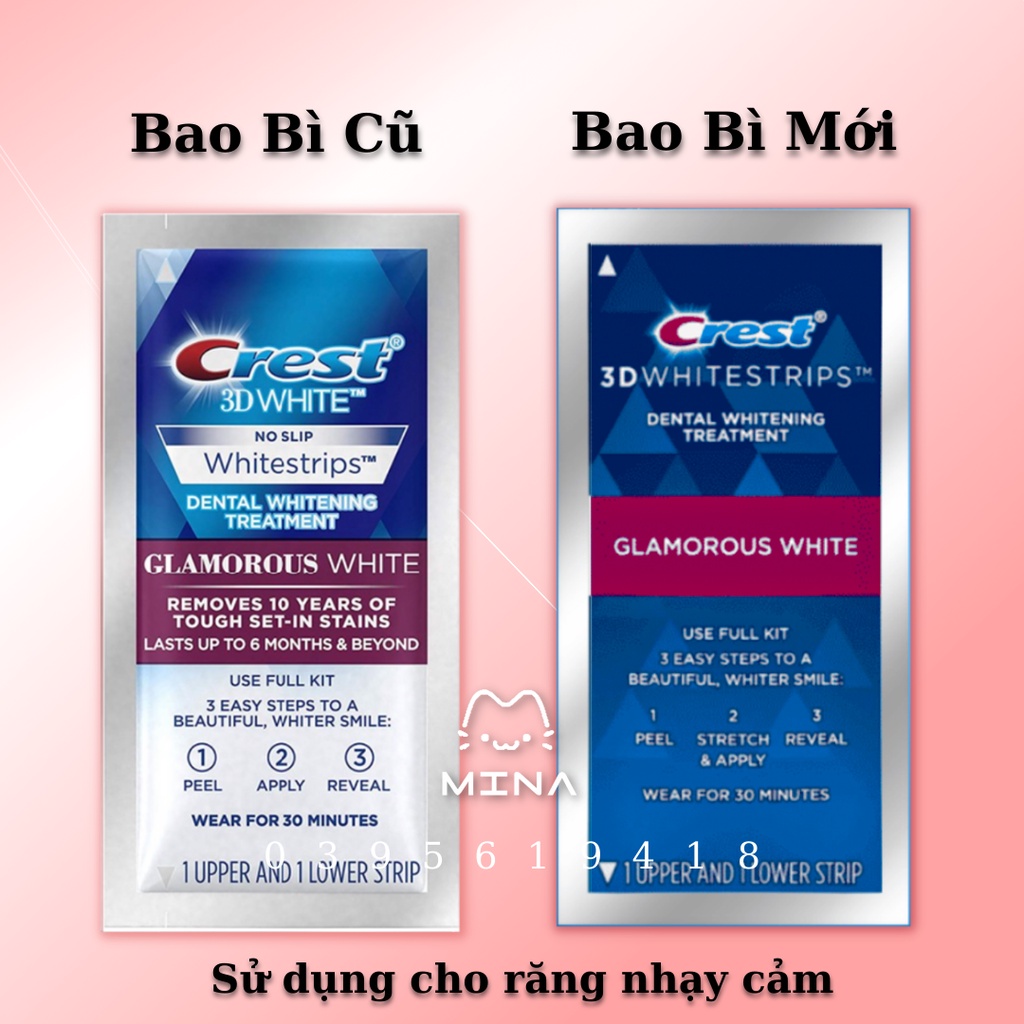 Miếng dán trắng răng Crest 3D White chính hãng Mỹ - Giúp răng trắng sáng vượt trội chỉ với 1 liệu trình