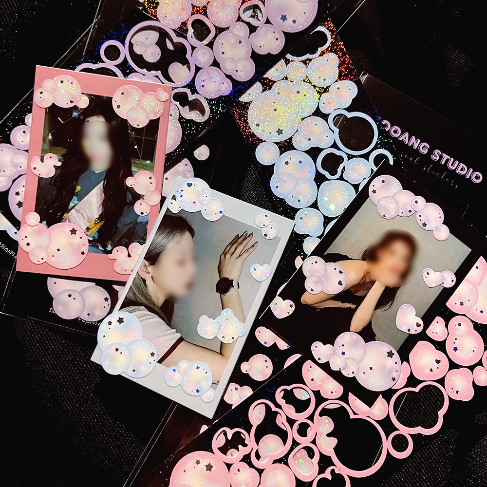 Miếng Dán Bong Bóng / Hình Dán Ba Chiều Hàn Quốc Dễ Thương / Tay Áo Tải Polco Tạp Chí DIY