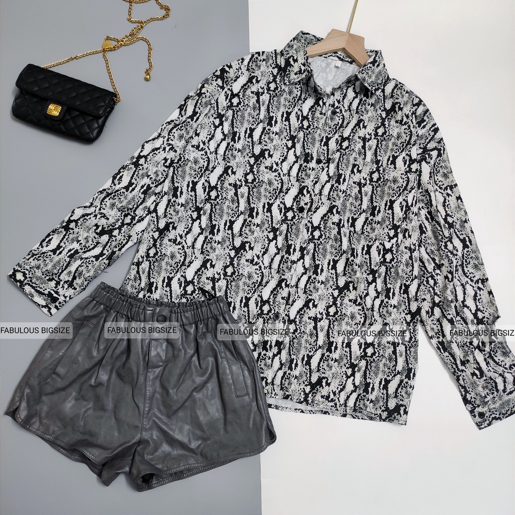 BIGSIZE Áo sơ mi oversize dấu quần họa tiết cho người béo mập Fabulous bigsize