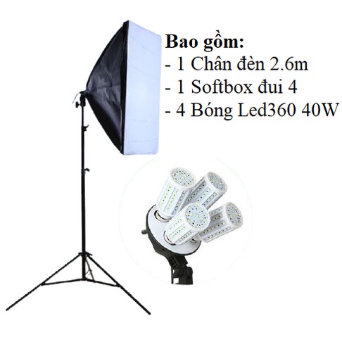 Đèn Softbox 50x70CM 4 Bóng Led360 40W, Đèn Led Chụp Ảnh Quần Áo, Livestreams