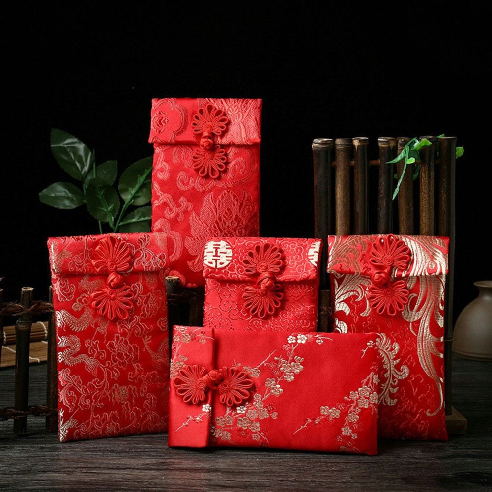 [Kiểu Đứng] Bao Lì Xì Họa Tiết Thổ Cẩm Phong Cách Trung Hoa Nút Cài