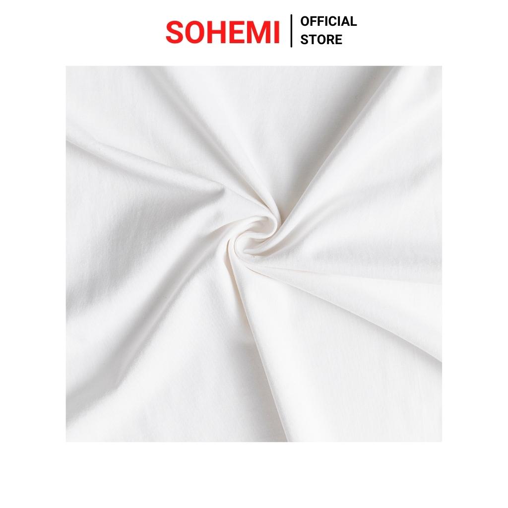 Áo thun nam màu trắng cổ tròn vải cotton cao cấp co giãn 4 chiều SOHEMI