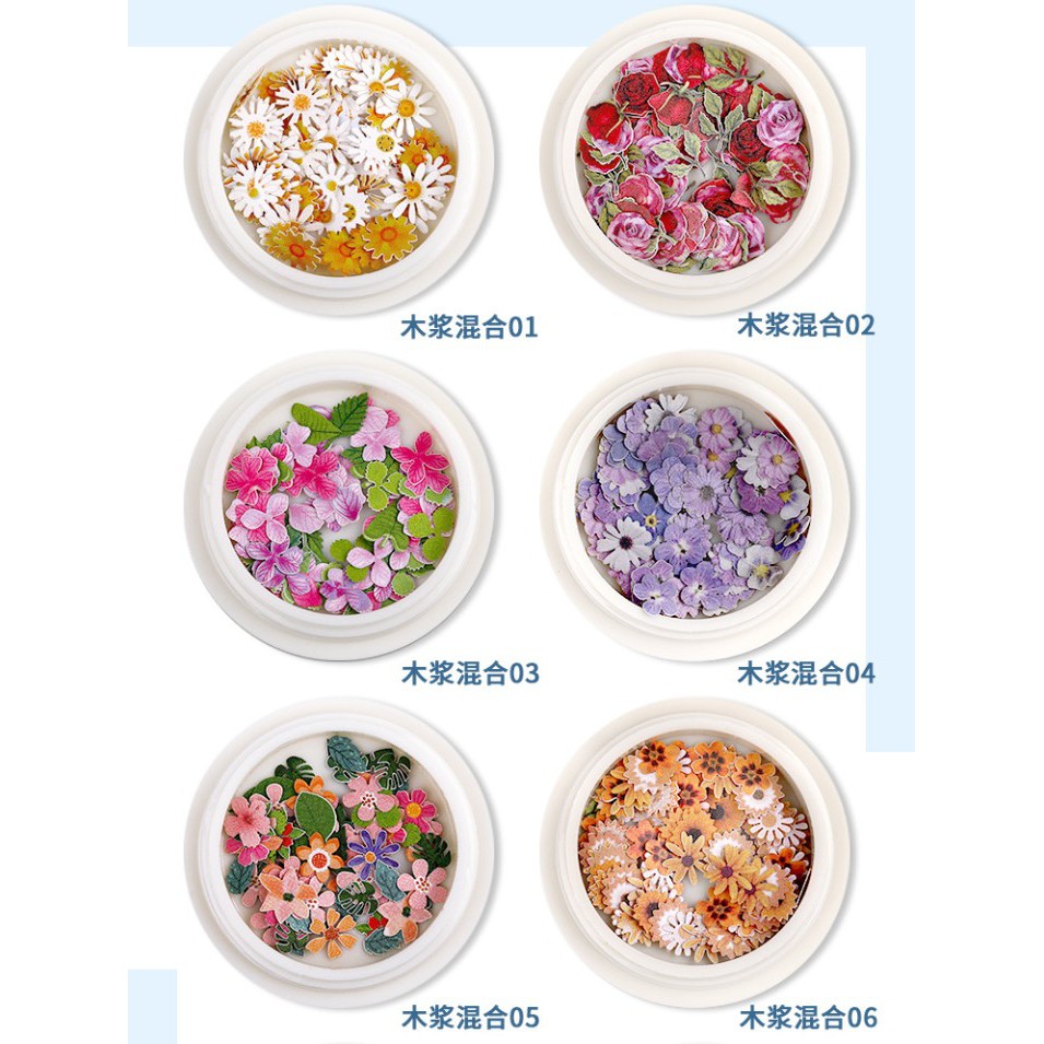 Set 6 hủ hoa gỗ ẩn trang trí móng