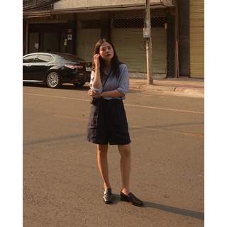 Quần Bermuda Navy Linen Shorts