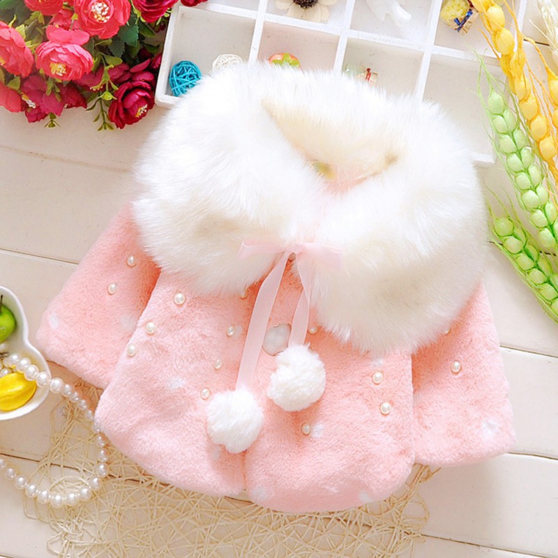 Babyme Baby Girls Infant Sweet Wool Blend Warm Shawl Coat Cape Cloak Princess Thick Warm Outside
