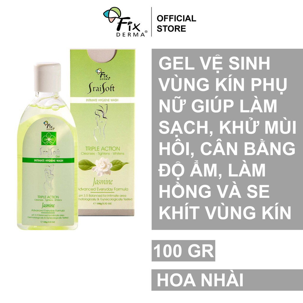 ✅[Nước Thần] Dung dịch vệ sinh phụ nữ khử mùi, làm hồng, se khít vùng kín Fixderma Srai Soft Gel Jasmine_Hương Hoa Nhài