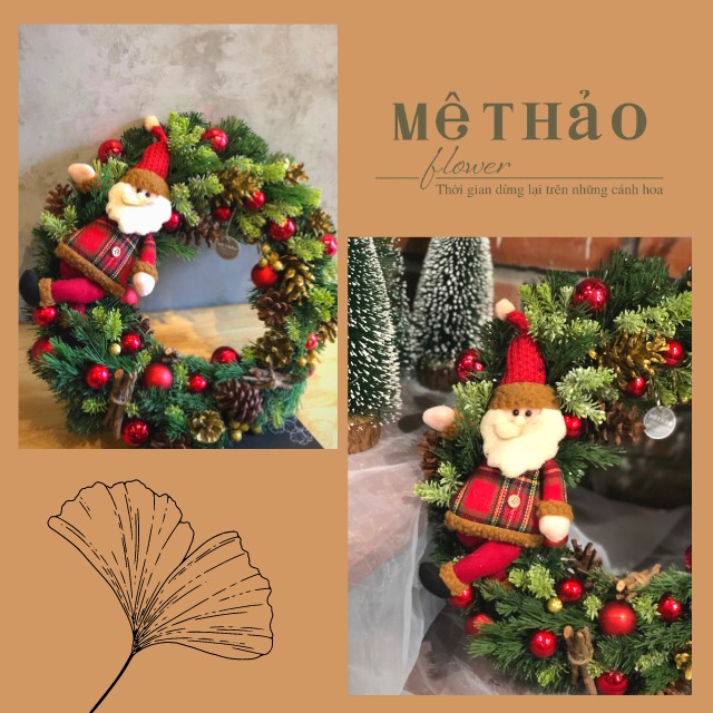 (Giá Tại Xưởng) Vòng Nguyệt Quế Noel Trang Trí Giáng Sinh, Decor Phòng Khách, Shop, Studio của Mê Thảo Flower