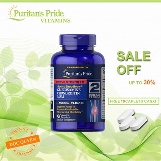 [Puritan's Pride] Viên uống xương khớp TRIPLE STRENGTH Glucosamine, Chondroitin & MSM Joint Soother® 90 viên - Mỹ