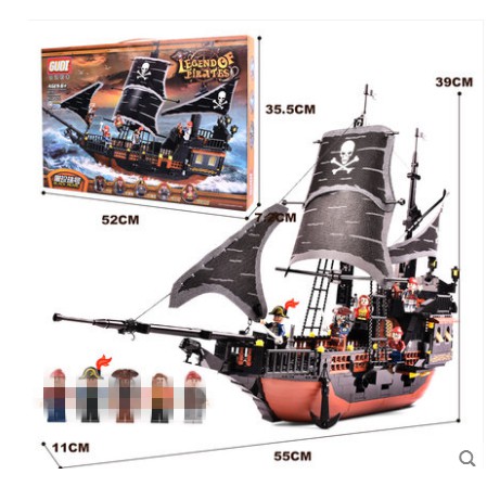 Đồ chơi Lắp ghép Mô hình GUDI 9115 Pirates Caribbean Black Pearl Ghost Ship Cướp biển Caribbean Black Pearl Gudi 9115