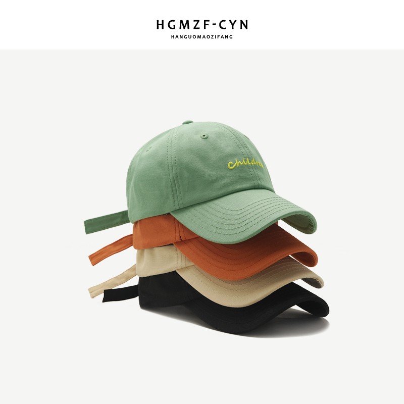 Hats in Korean female spring and summer soft baseball caps male top Korean fashion letters embroidery cap caps curved brim brim