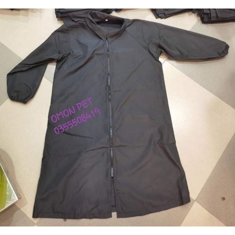 Áo Grooming cắt tỉa lông chó mèo chống bám lông bám bụi nhẹ dáng dài kéo khóa cho cả thợ nam và nữ - OmonPet