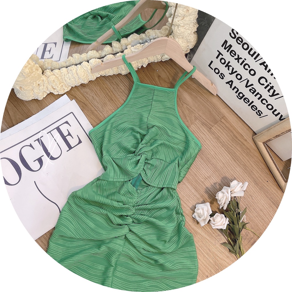 Đầm dây body xanh xoắn thiết kế VIBED