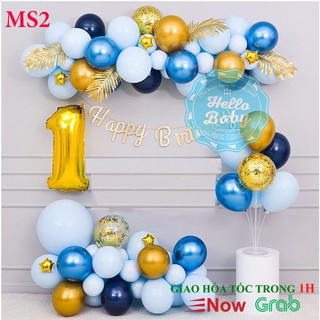 Set bóng trang trí sinh nhật đơn giản như hình (Kèm bơm + băng keo)