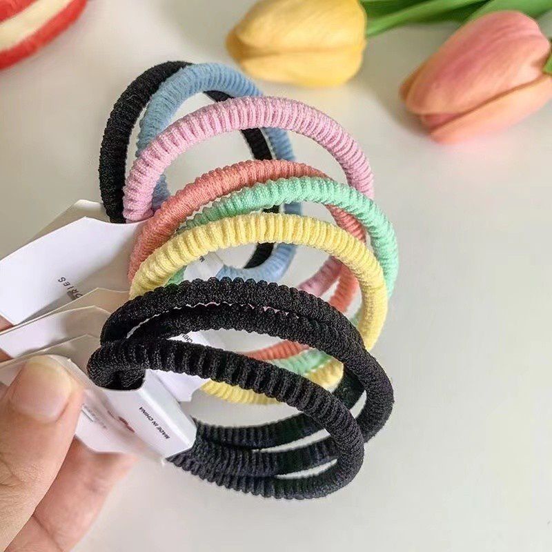 Dây Buộc Tóc Cao Su Co Giãn Tốt Nhiều Màu Đơn Giản Cho Nữ