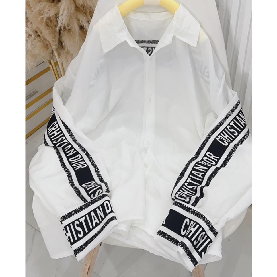 Áo Sơ Mi  Nữ Form Rộng Viền Tay Dày Mịn Unisex Thiết Kế Thời Trang Kiểu Dáng