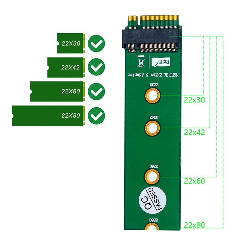 Card Chuyển Đổi M.2 Ngff Key B Sang Key B Adapter M.2 Ngff Riser Card Cho Sata-Bus Ngff Ssd M2