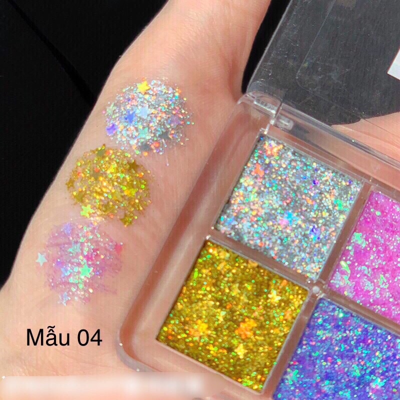 Bảng mắt 4 màu nhũ Dikalu ,phấn mắt siêu xinh bám màu lâu trôi