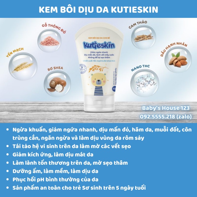 KUTIESKIN - BỘ SẢN PHẨM CHĂM SÓC LÀN DA BÉ [DƯỠNG ẨM, CHÀM SỮA, NGỨA, HĂM, KUTIE SKIN]