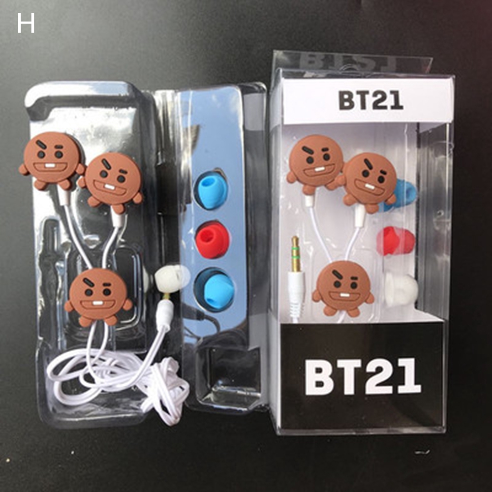 BTS BT21 Dễ Thương Tai Nghe Nhét Tai Thể Thao Hoạ Tiết Bt21