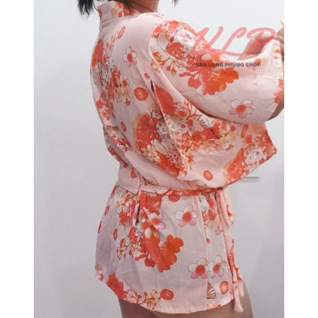 [BIGSIZE_75KG]_DN88_Set bộ Cosplay Kimono hoa anh đào