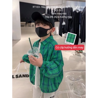 RT133_Rập giấy may áo sơ mi tay raglan bé trai