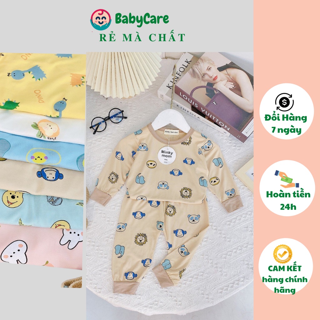 Bộ Dài Tay THUN LẠNH MINKY MOM In Hình Toàn Thân Họa Tiết Cute,Bộ dài tay cho bé trai bé gái từ 5-18kg