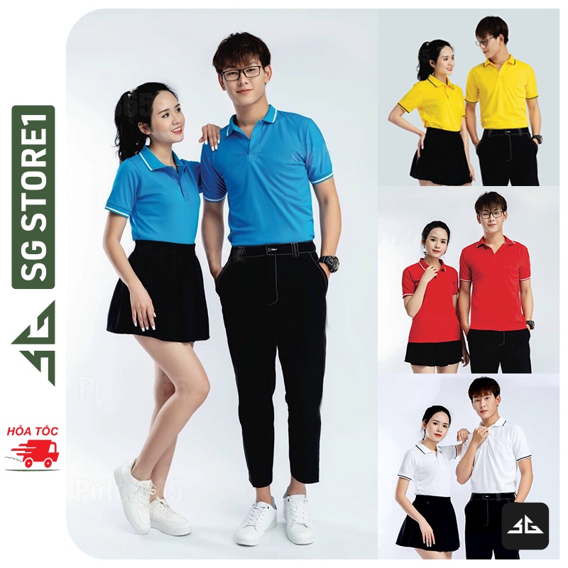 Áo thun có cổ nam nữ phông trơn polo tay ngắn cổ trụ thun cá sấu mè mát nhiều màu | SGSTORE1
