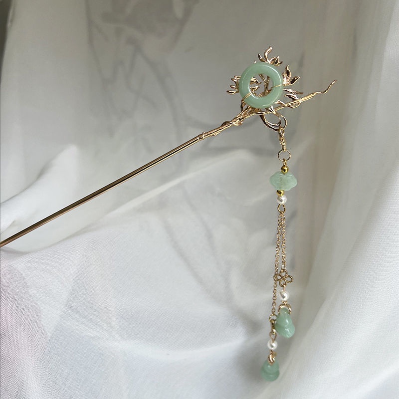 Trâm cài tóc kim loại thiết kế tua rua khí chất đơn giản cho trang phục cổ xưa