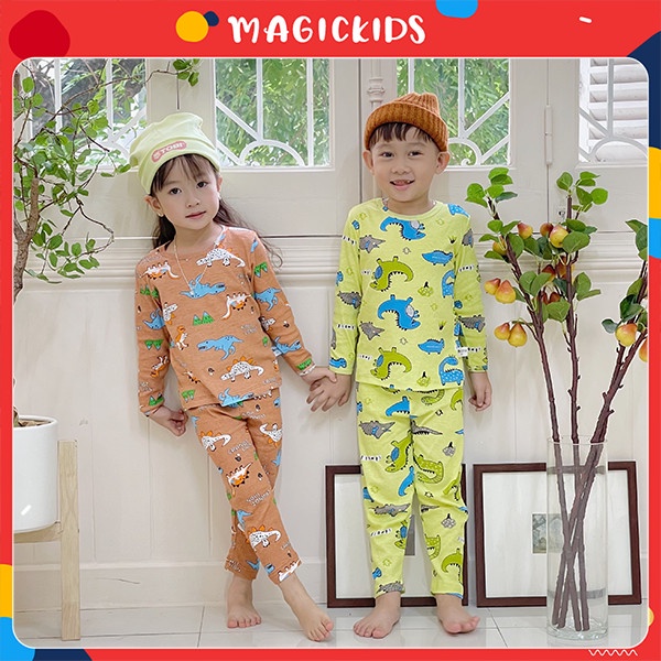 Bộ thun dài tay cho bé Magickids dáng ôm body giữ ấm in hình động vật dễ