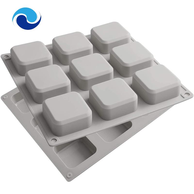 Set 2 khuôn silicone 9 ô hình vuông làm xà phòng DIY