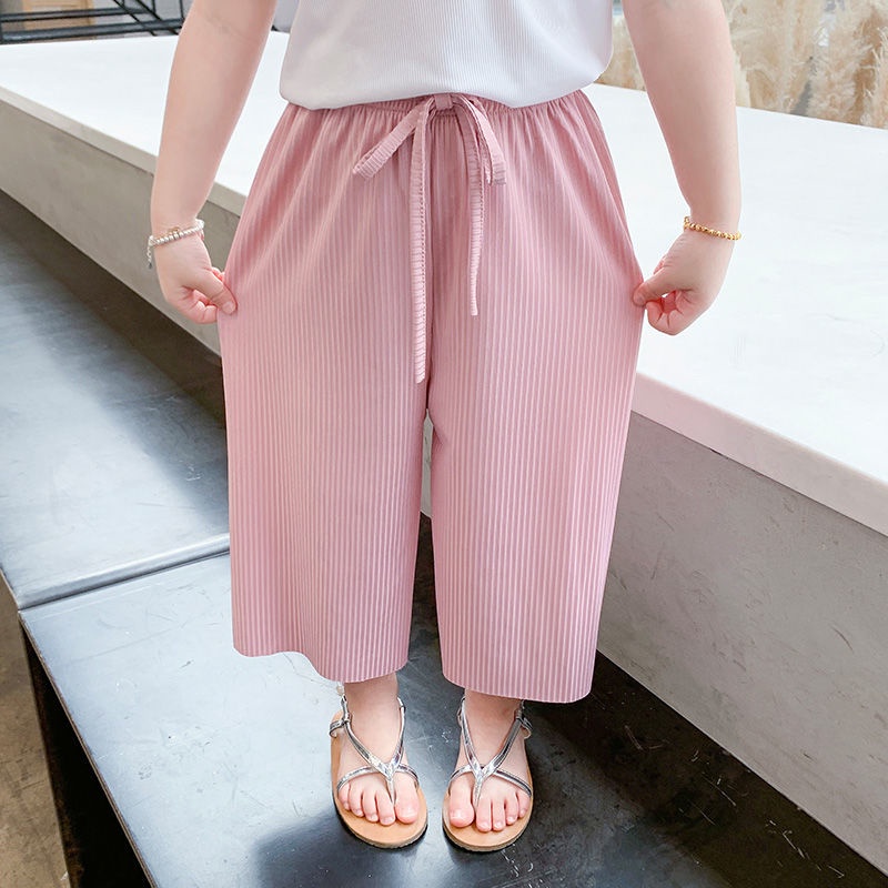 Quần Dài Ống Rộng Bằng Lụa Lạnh Phong Cách Mới Mùa Hè 2022 Dành Cho Bé Gái