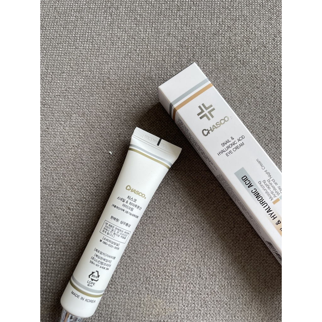 Kem mắt giảm thâm quầng chống nhăn CHASCO Snail & Hyaluronic acid eye cream 40g Hàn Quốc