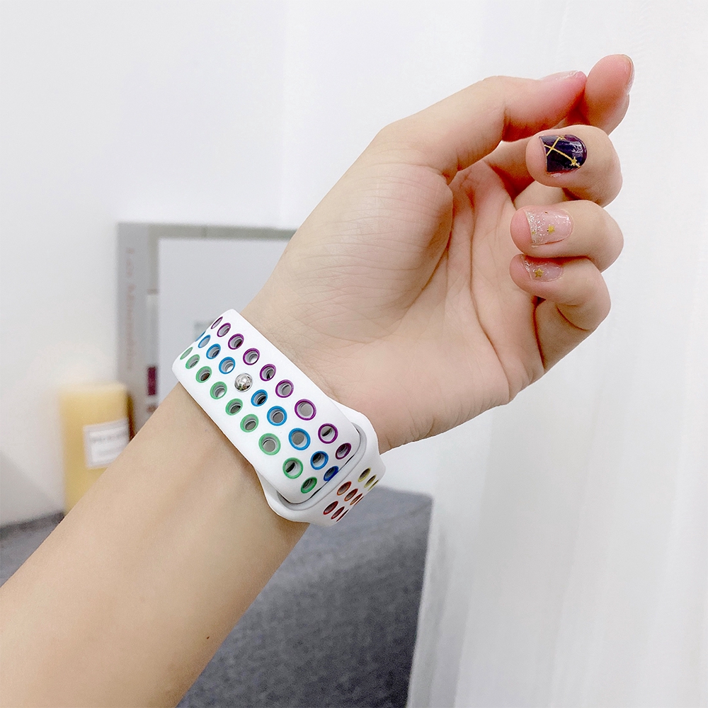 Dây đeo đồng hồ bằng silicon thích hợp cho Apple Series 5 4 3 2 1 Kích Thước 38mm 40mm 42mm 44mm