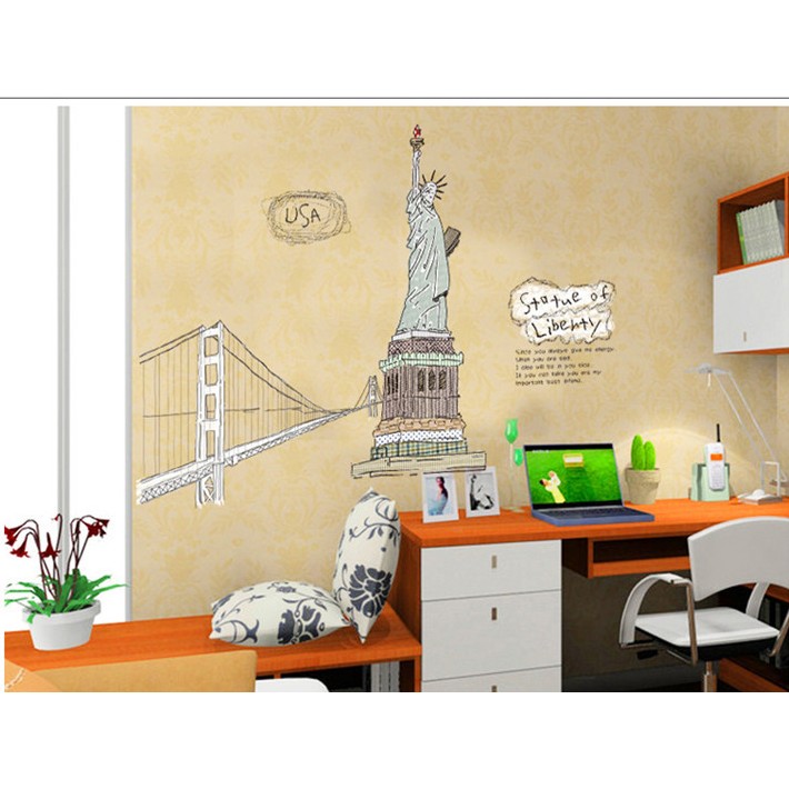 Decal dán tường Nữ thần tự do