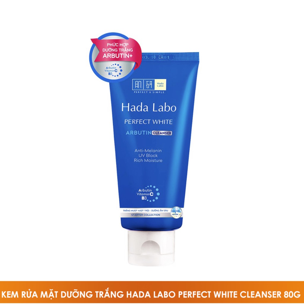 Kem rửa mặt dưỡng trắng Hada Labo PERFECT WHITE  80ml