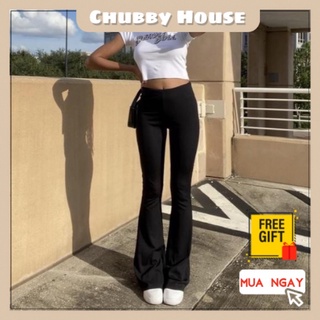 Quần ống loe legging Chubby House hack chân vải co giãn tốt
