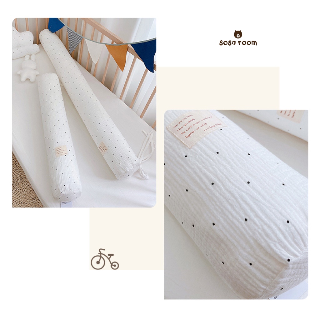 Gối ôm sợi gạc 60cm và 100cm, ruột bông hữu cơ cho bé