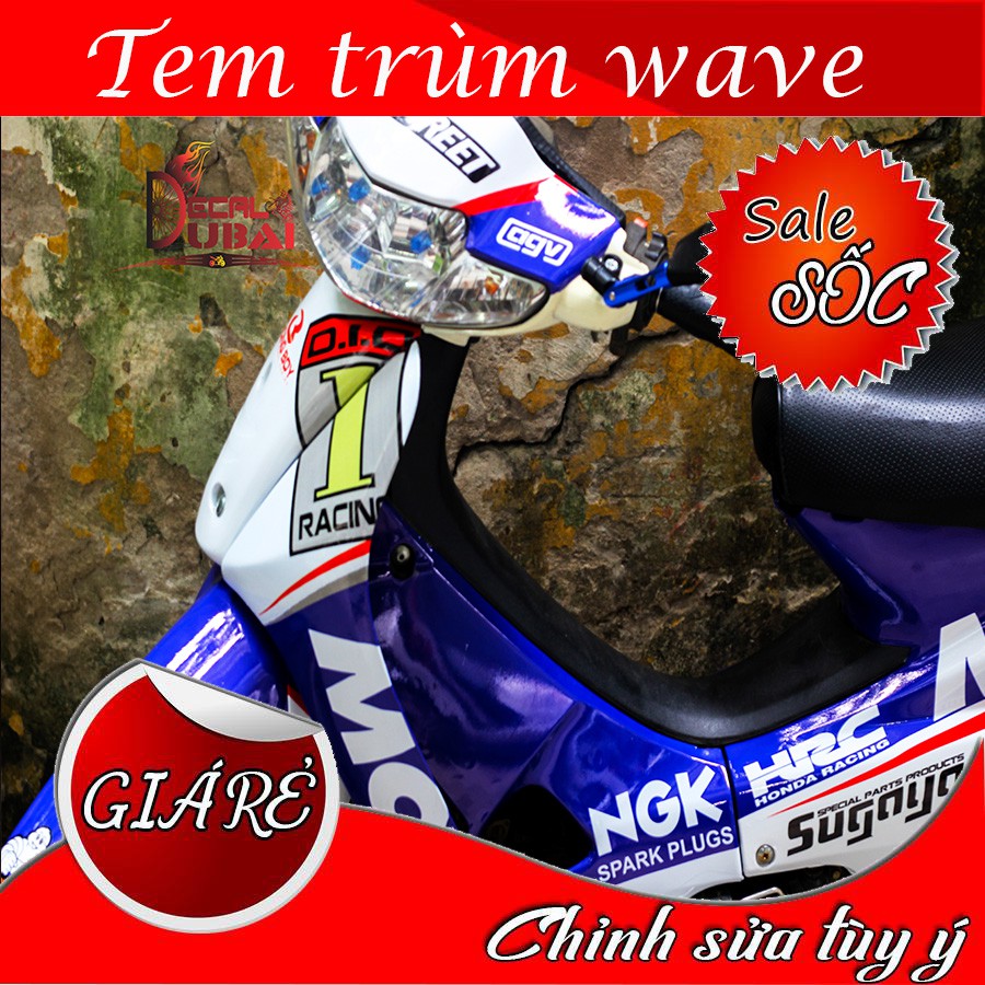 Tem Trùm Wave Xanh Trắng Motul 01