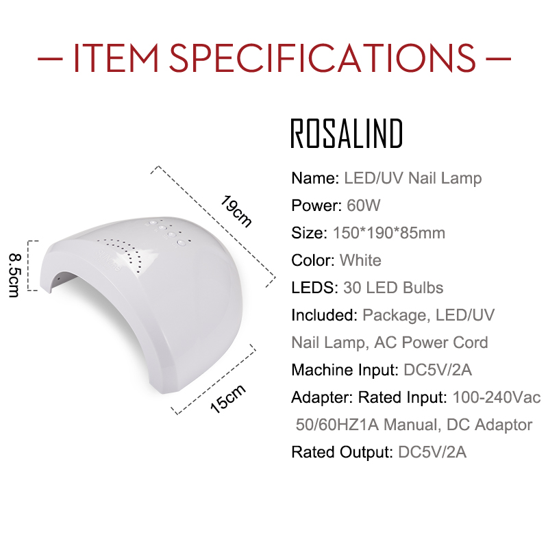 Đèn UV/Led Rosalind 30 Bóng Hong Và Sấy Khô Sơn Móng Tay