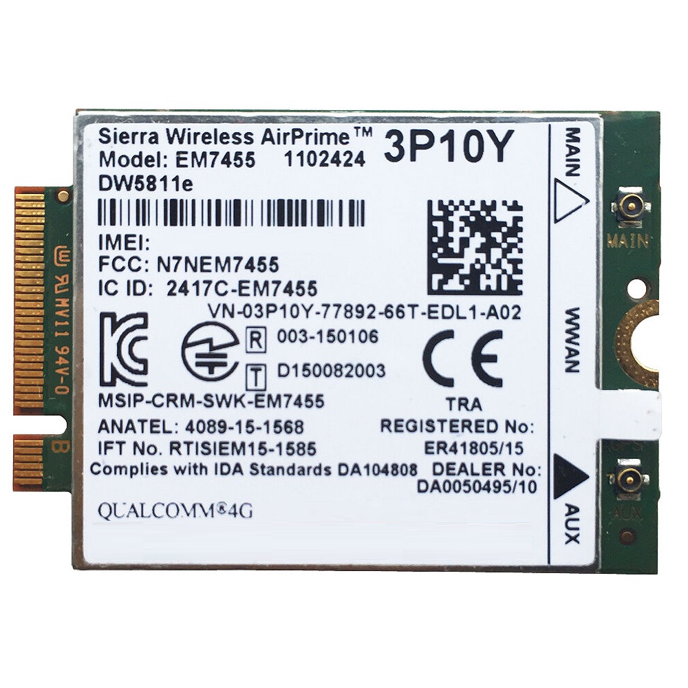 Card WWAN EM7455 LTE 4G DW5811e 4G CAT6 300MB Hỗ trợ cho các dòng Laptop: DELL