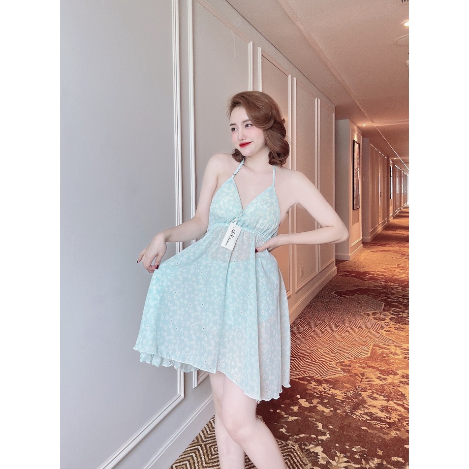 Yếm Ngủ Sexy Đầm Mặc Nhà Voan Lụa Hè Mặc Mát (Tặng Kèm Quần Ngủ Cùng Màu)