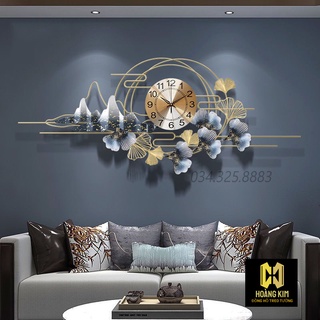 Đồng hồ treo tường, đồng hồ trang trí decor hoa núi cách điệu size 120x50cm
