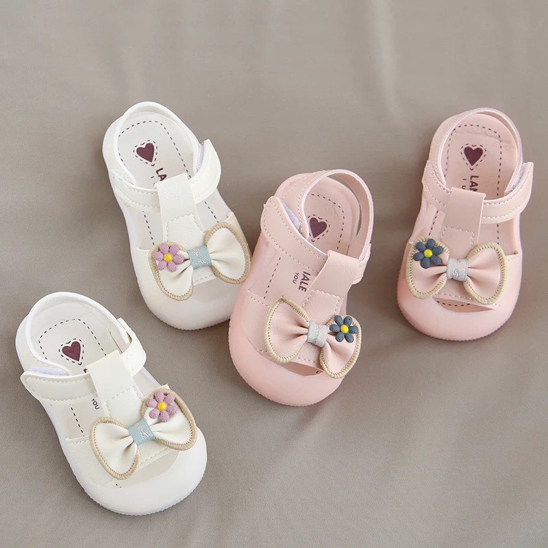 sandal bé gái Dép tập đi cho bé gái - Dép chống vấp cho bé tâp đi nơ xinh xắn đế có chống trơn trượt tốt 882