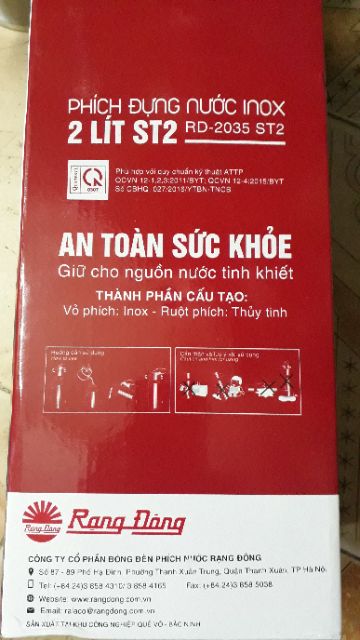 PHÍCH ĐỰNG NƯỚC NÓNG LẠNH RẠNG ĐÔNG IXO 2 LÍT