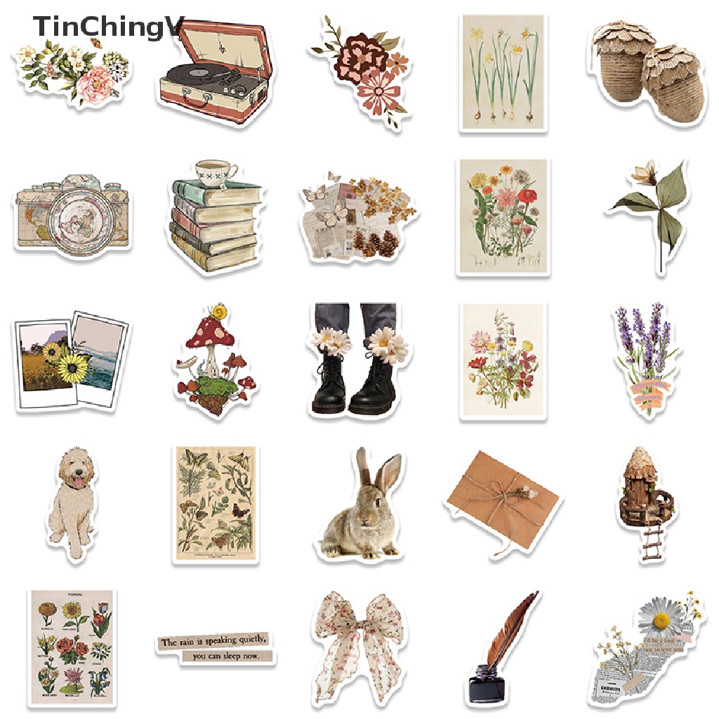 Set 50 Miếng Dán Họa Tiết Graffiti Dùng Trang Trí Sổ Tay / Xe Hơi Phong Cách Retro