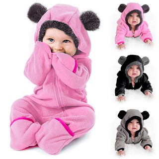 Bộ Áo Liền Quần Có Mũ Tai Thỏ Cho Bé Sơ Sinh