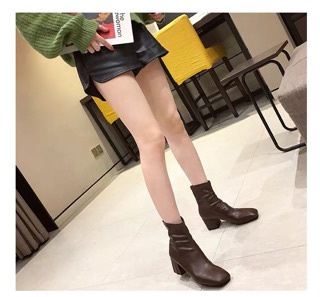 Bốt da đế 5cm (ảnh thật)
