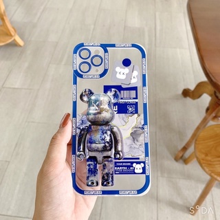 ỐP LƯNG IPHONE ROBOT BEAR VIỀN XANH CẠNH VUÔNG BẢO VỆ CAMERA